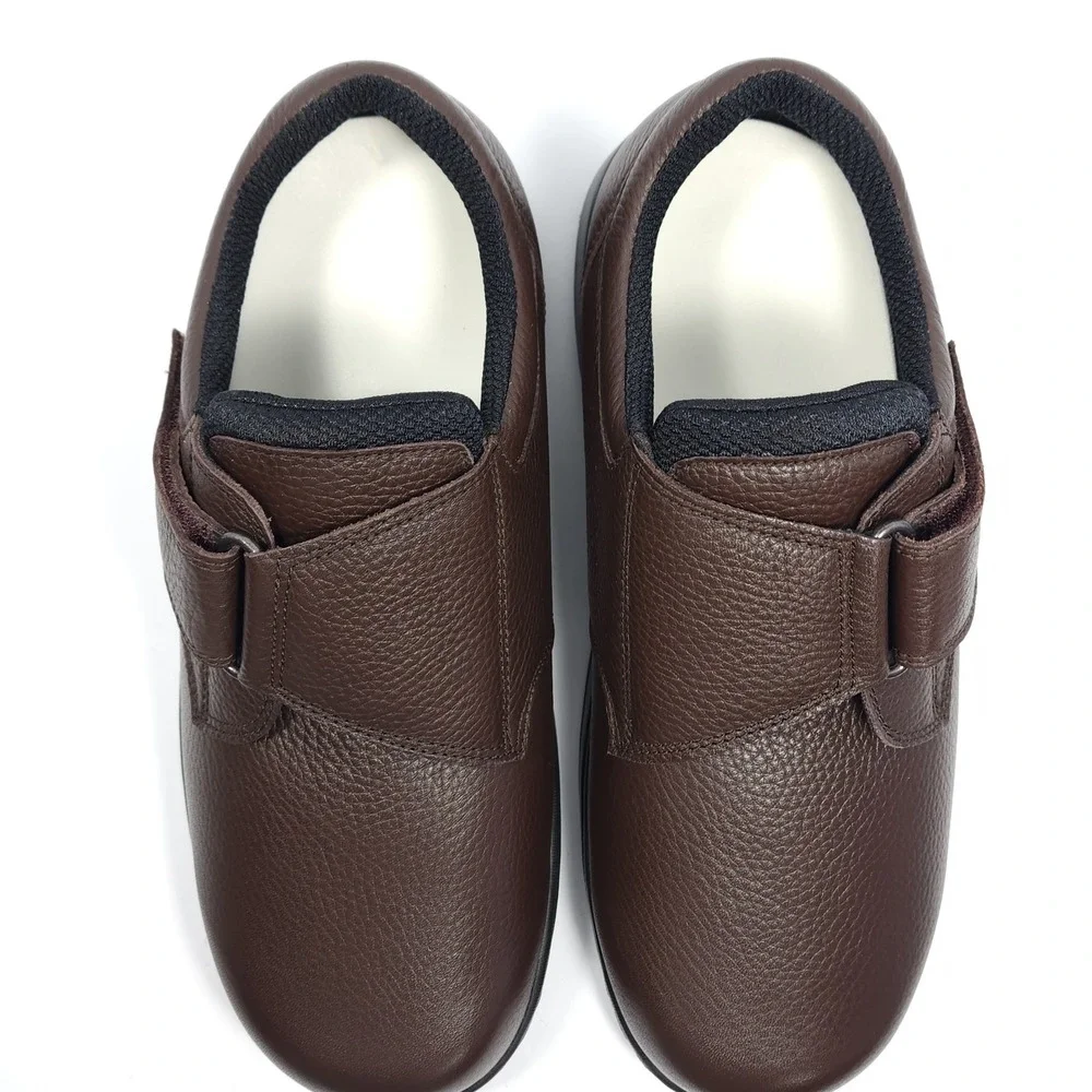 Orthofeet 520 Broadway Men's‎ 10 X-Wide Brown Leather Hook Loop Orthopedic Shoes